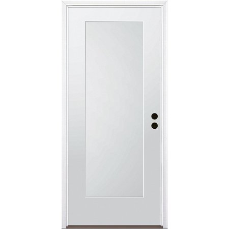 CODEL DOORS 36" x 80" Primed White Shaker Exterior Fiberglass Door 3068LHISPSF1PSHK69161DB